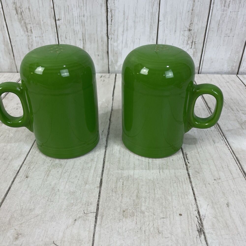 Fiesta Ware Range Top Salt & Pepper Shaker Shamrock Green Rubber Stoppers